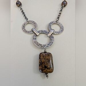 Sterling Silver Signed Bronzite Pendant Necklace